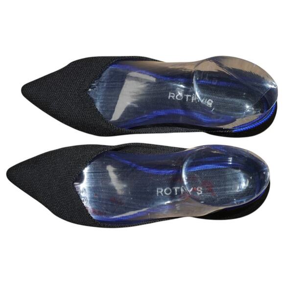 Rothy’s The Point Black Knit Flats Women’s Size 7.5 Blue Trim Sustainable - Picture 2 of 10